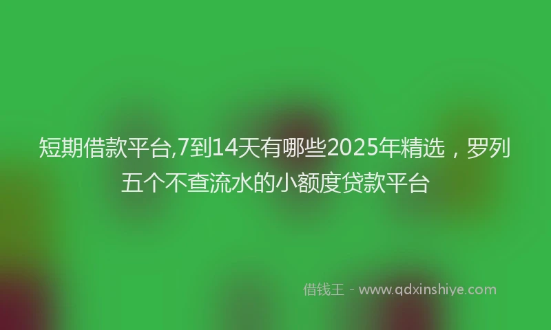 短期借款平台,7到14天有哪些2025年精选，罗列五个不查流水的小额度贷款平台