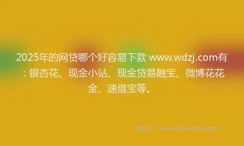 2025年的网贷哪个好容易下款 www.wdzj.com有：银杏花、现金小站、现金贷易融宝、微博花花金、速借宝等。