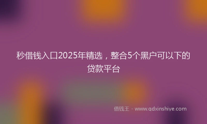 秒借钱入口2025年精选，整合5个黑户可以下的贷款平台