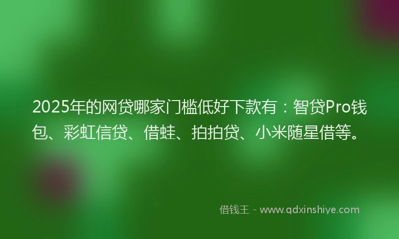 2025年的网贷哪家门槛低好下款有：智贷Pro钱包、彩虹信贷、借蛙、拍拍贷、小米随星借等。