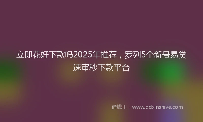 立即花好下款吗2025年推荐，罗列5个新号易贷速审秒下款平台