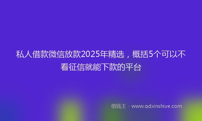 私人借款微信放款2025年精选，概括5个可以不看征信就能下款的平台