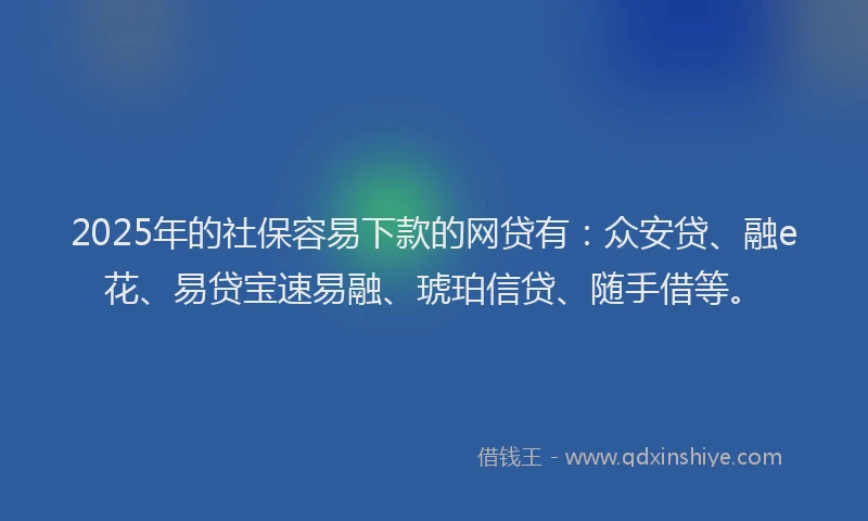 2025年的社保容易下款的网贷有：众安贷、融e花、易贷宝速易融、琥珀信贷、随手借等。