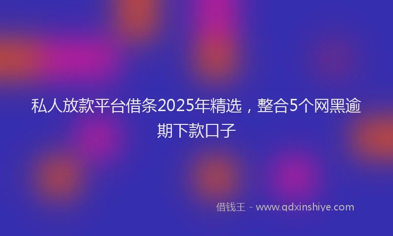 私人放款平台借条2025年精选，整合5个网黑逾期下款口子