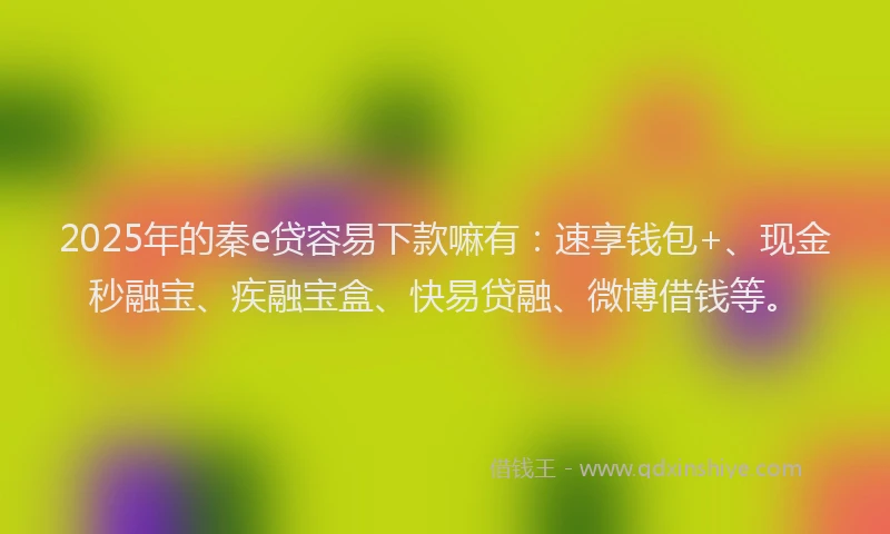 2025年的秦e贷容易下款嘛有：速享钱包+、现金秒融宝、疾融宝盒、快易贷融、微博借钱等。