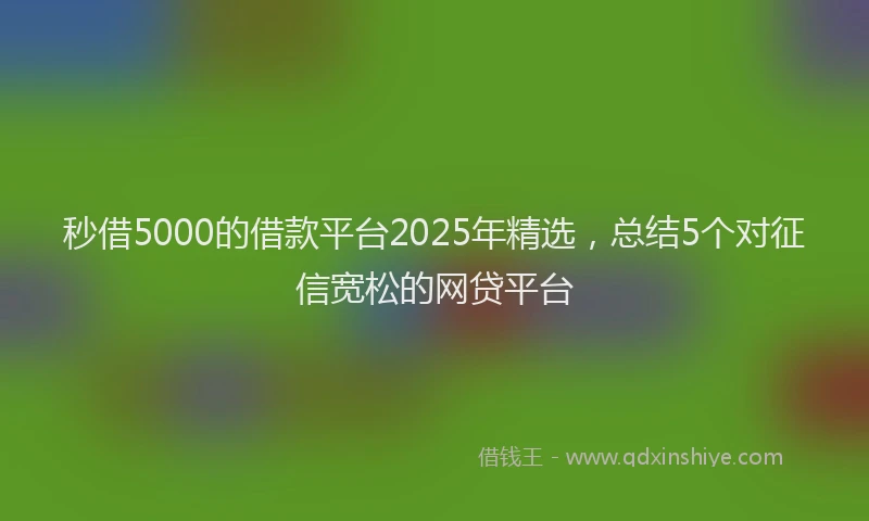 秒借5000的借款平台2025年精选，总结5个对征信宽松的网贷平台