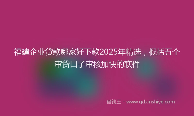 福建企业贷款哪家好下款2025年精选，概括五个审贷口子审核加快的软件