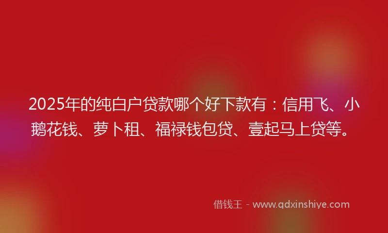 2025年的纯白户贷款哪个好下款有：信用飞、小鹅花钱、萝卜租、福禄钱包贷、壹起马上贷等。