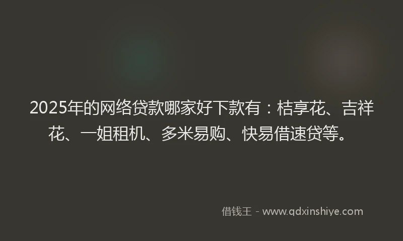 2025年的网络贷款哪家好下款有：桔享花、吉祥花、一姐租机、多米易购、快易借速贷等。
