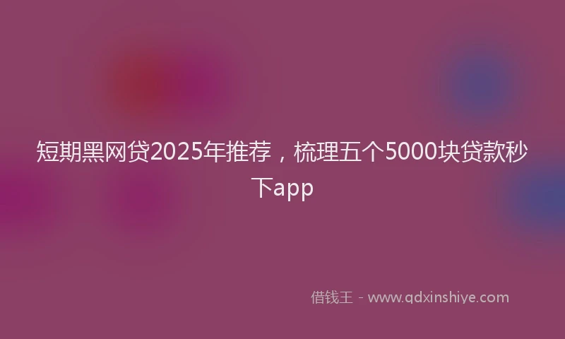 短期黑网贷2025年推荐，梳理五个5000块贷款秒下app
