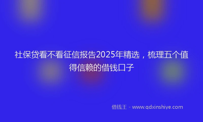 社保贷看不看征信报告2025年精选，梳理五个值得信赖的借钱口子