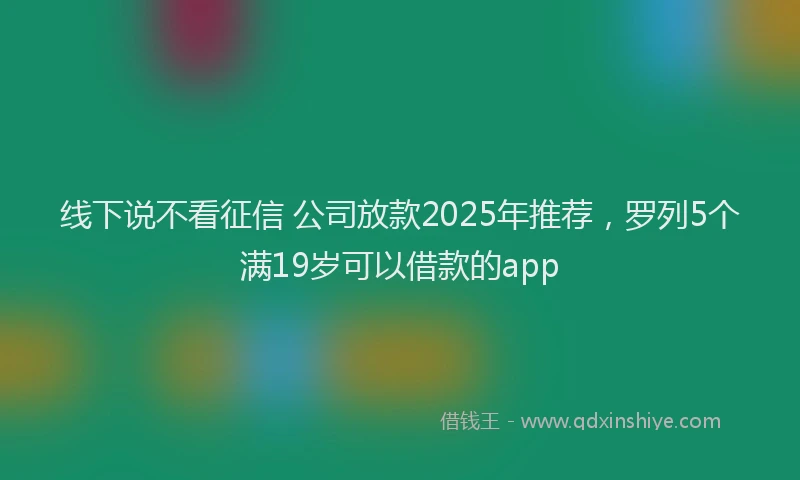 线下说不看征信 公司放款2025年推荐，罗列5个满19岁可以借款的app
