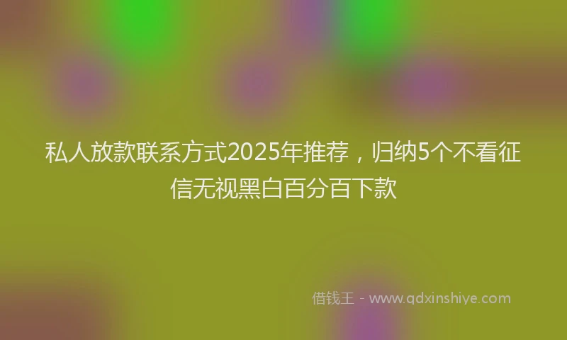 私人放款联系方式2025年推荐，归纳5个不看征信无视黑白百分百下款