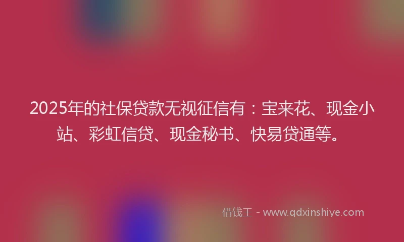 2025年的社保贷款无视征信有：宝来花、现金小站、彩虹信贷、现金秘书、快易贷通等。