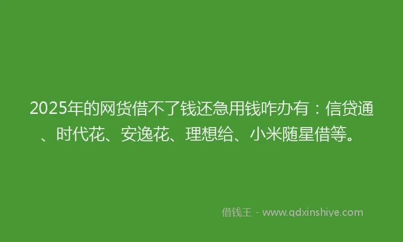 2025年的网货借不了钱还急用钱咋办有：信贷通、时代花、安逸花、理想给、小米随星借等。