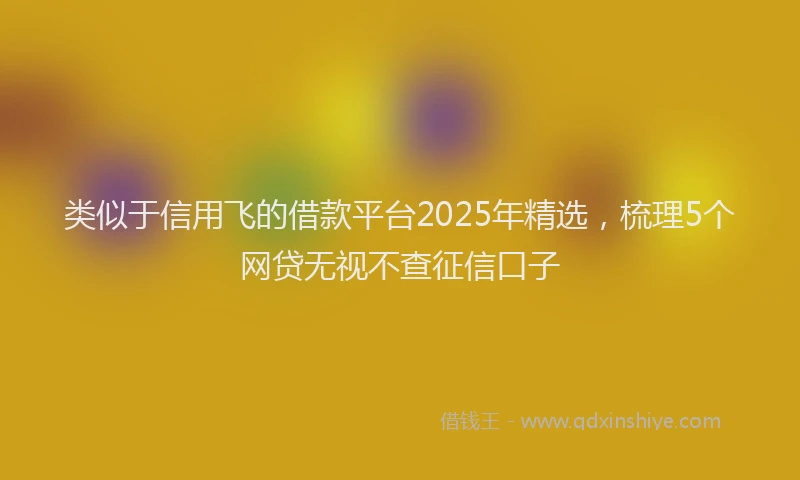 类似于信用飞的借款平台2025年精选，梳理5个网贷无视不查征信口子