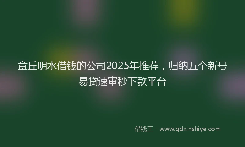 章丘明水借钱的公司2025年推荐，归纳五个新号易贷速审秒下款平台