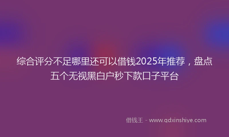 综合评分不足哪里还可以借钱2025年推荐，盘点五个无视黑白户秒下款口子平台