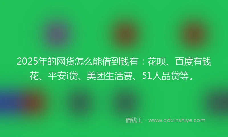 2025年的网货怎么能借到钱有：花呗、百度有钱花、平安i贷、美团生活费、51人品贷等。