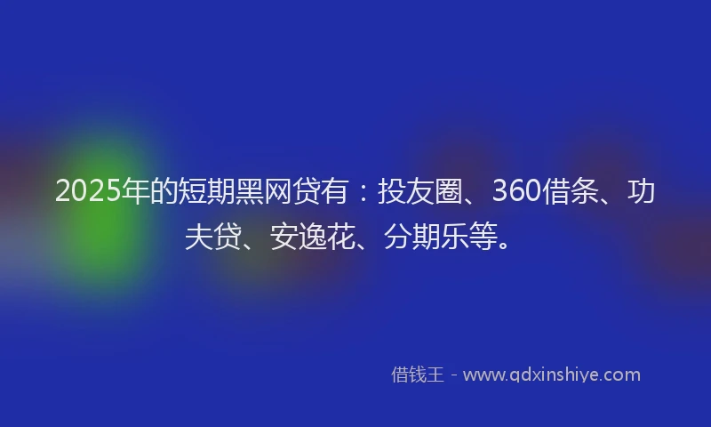 2025年的短期黑网贷有：投友圈、360借条、功夫贷、安逸花、分期乐等。
