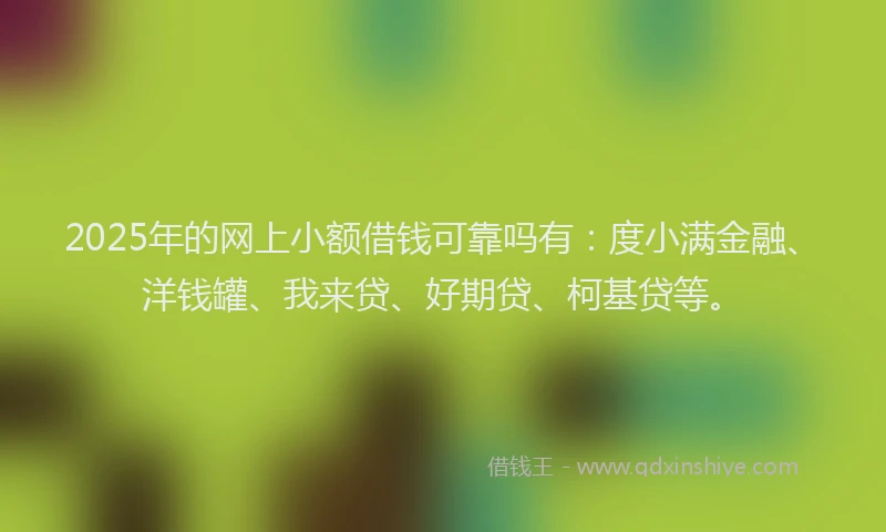 2025年的网上小额借钱可靠吗有：度小满金融、洋钱罐、我来贷、好期贷、柯基贷等。