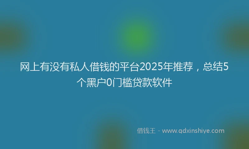 网上有没有私人借钱的平台2025年推荐，总结5个黑户0门槛贷款软件