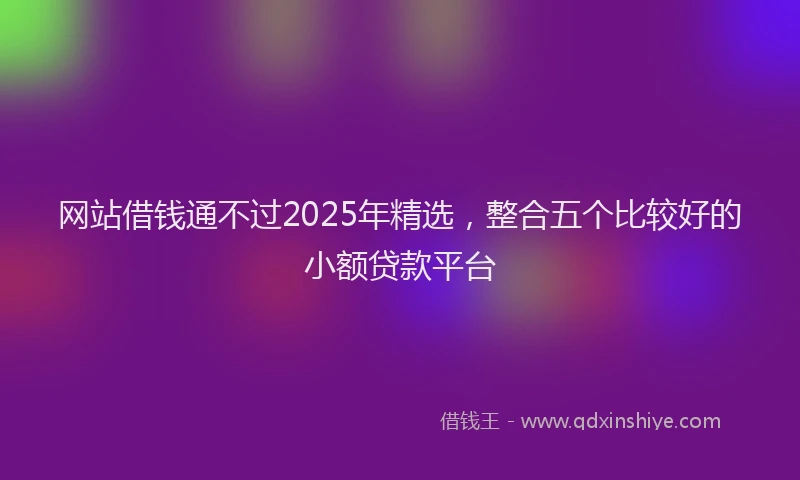网站借钱通不过2025年精选，整合五个比较好的小额贷款平台