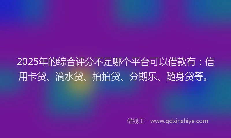 2025年的综合评分不足哪个平台可以借款有：信用卡贷、滴水贷、拍拍贷、分期乐、随身贷等。