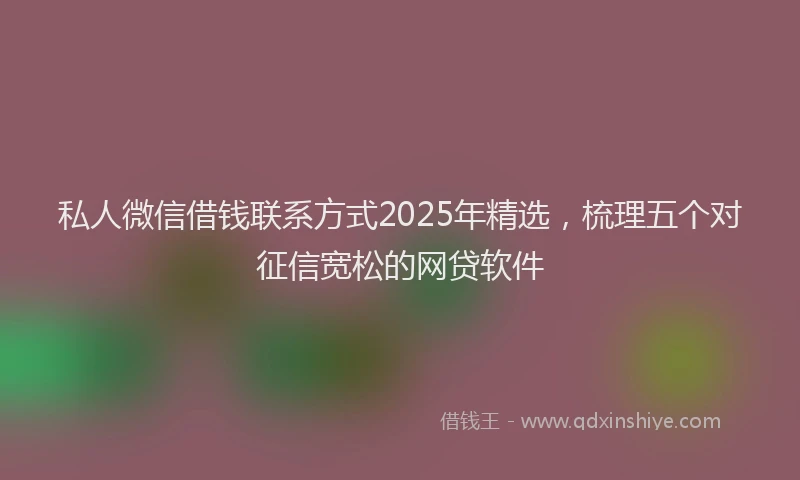私人微信借钱联系方式2025年精选，梳理五个对征信宽松的网贷软件