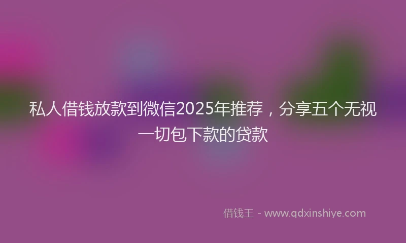 私人借钱放款到微信2025年推荐，分享五个无视一切包下款的贷款