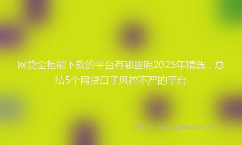 网贷全拒能下款的平台有哪些呢2025年精选，总结5个网贷口子风控不严的平台