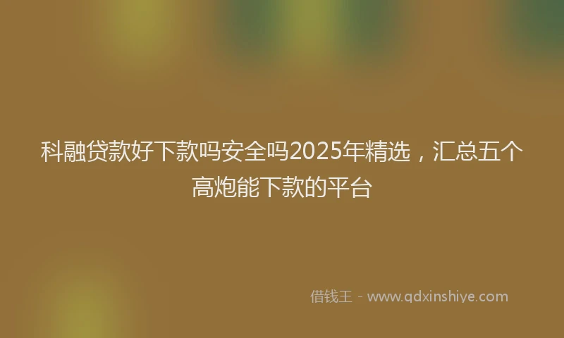 科融贷款好下款吗安全吗2025年精选，汇总五个高炮能下款的平台