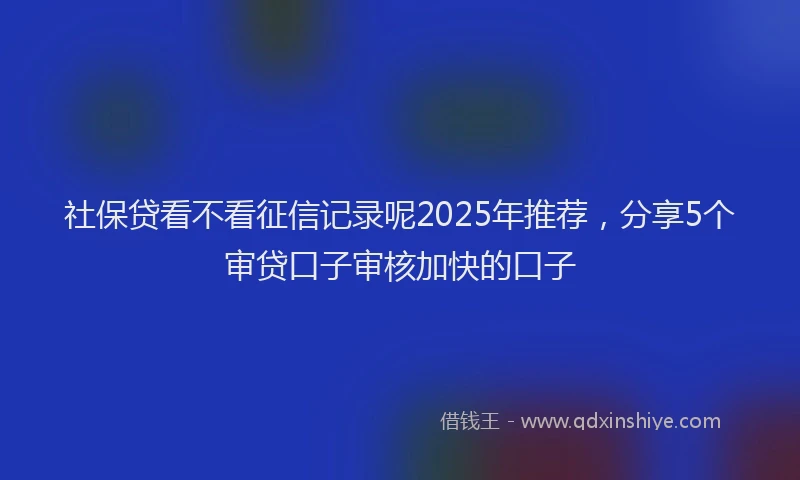 社保贷看不看征信记录呢2025年推荐，分享5个审贷口子审核加快的口子