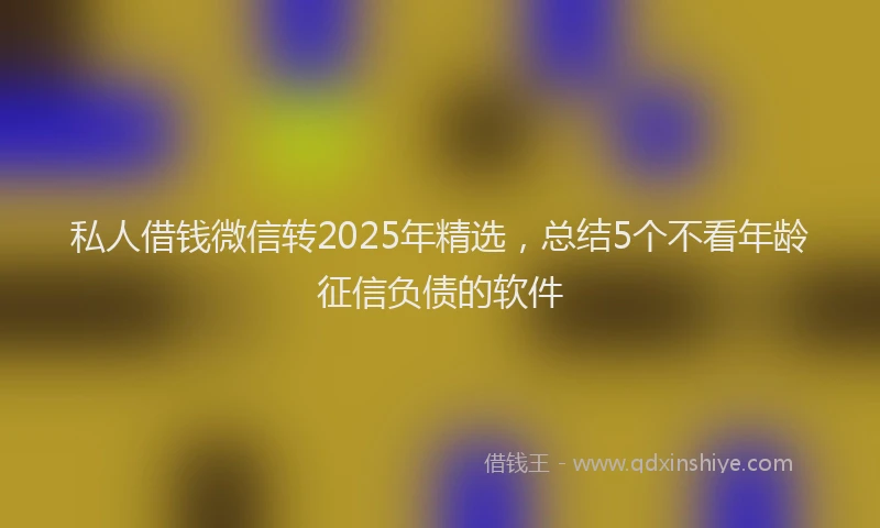 私人借钱微信转2025年精选，总结5个不看年龄征信负债的软件