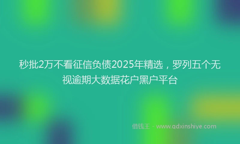 秒批2万不看征信负债2025年精选，罗列五个无视逾期大数据花户黑户平台