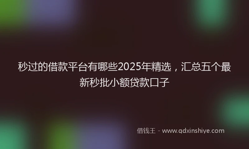 秒过的借款平台有哪些2025年精选，汇总五个最新秒批小额贷款口子