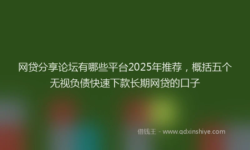 网贷分享论坛有哪些平台2025年推荐，概括五个无视负债快速下款长期网贷的口子