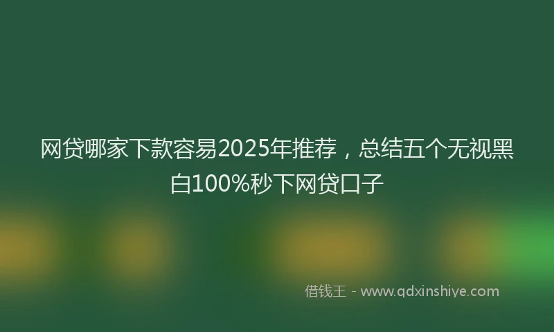 网贷哪家下款容易2025年推荐，总结五个无视黑白100%秒下网贷口子