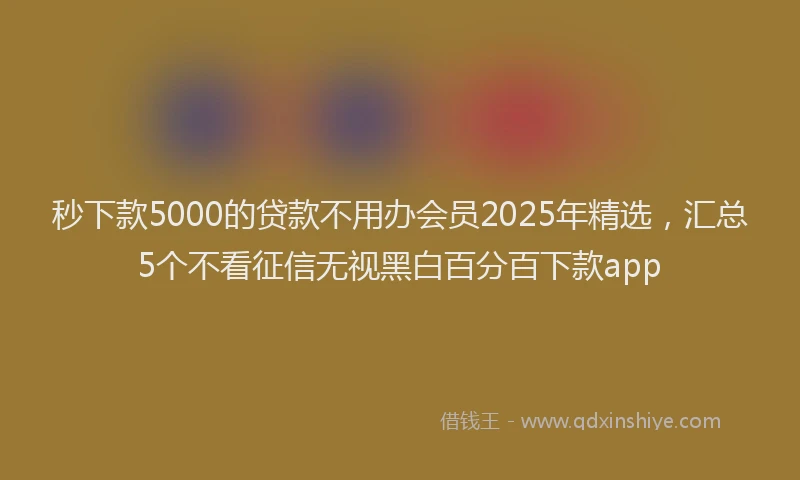 秒下款5000的贷款不用办会员2025年精选，汇总5个不看征信无视黑白百分百下款app