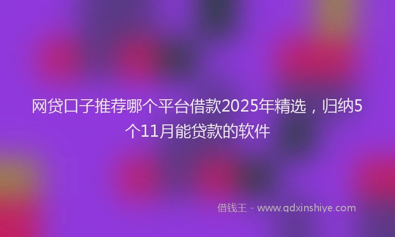 网贷口子推荐哪个平台借款2025年精选，归纳5个11月能贷款的软件