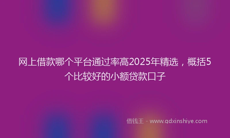 网上借款哪个平台通过率高2025年精选，概括5个比较好的小额贷款口子