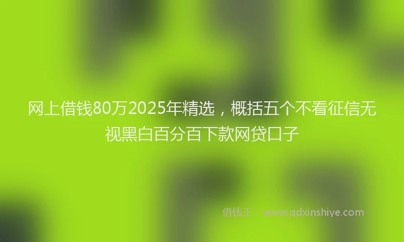网上借钱80万2025年精选，概括五个不看征信无视黑白百分百下款网贷口子