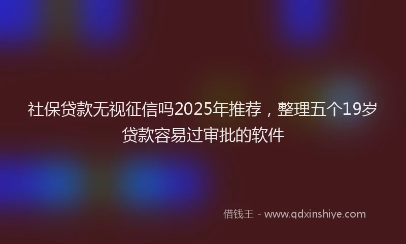 社保贷款无视征信吗2025年推荐，整理五个19岁贷款容易过审批的软件