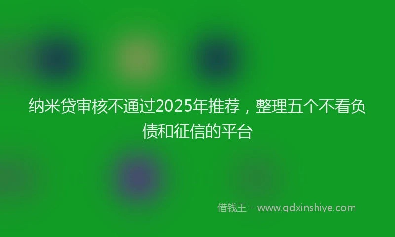 纳米贷审核不通过2025年推荐，整理五个不看负债和征信的平台