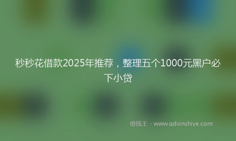 秒秒花借款2025年推荐，整理五个1000元黑户必下小贷