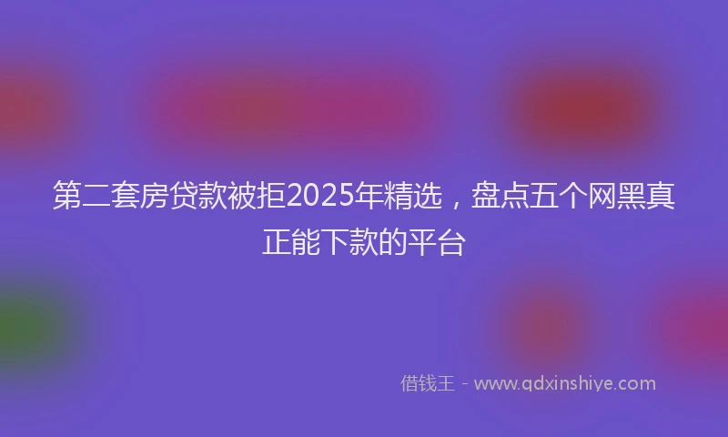 第二套房贷款被拒2025年精选，盘点五个网黑真正能下款的平台