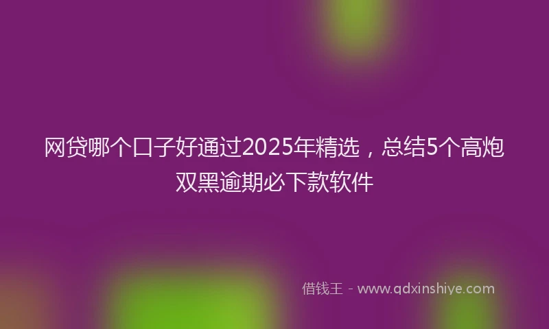网贷哪个口子好通过2025年精选，总结5个高炮双黑逾期必下款软件