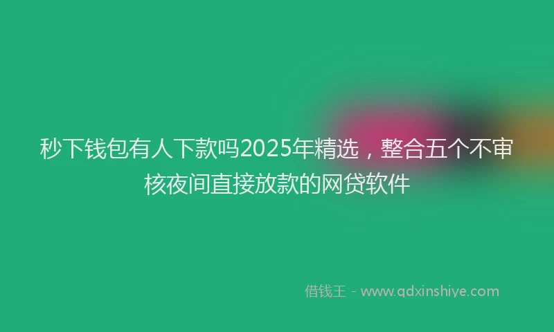 秒下钱包有人下款吗2025年精选，整合五个不审核夜间直接放款的网贷软件