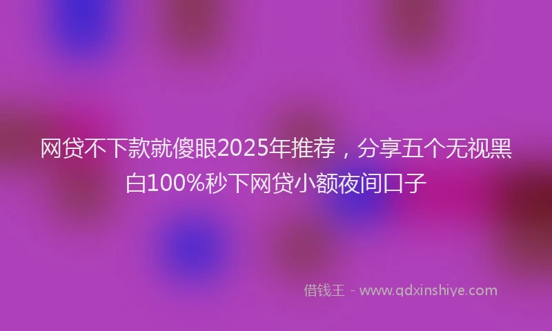 网贷不下款就傻眼2025年推荐，分享五个无视黑白100%秒下网贷小额夜间口子