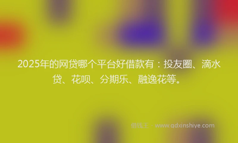 2025年的网贷哪个平台好借款有：投友圈、滴水贷、花呗、分期乐、融逸花等。